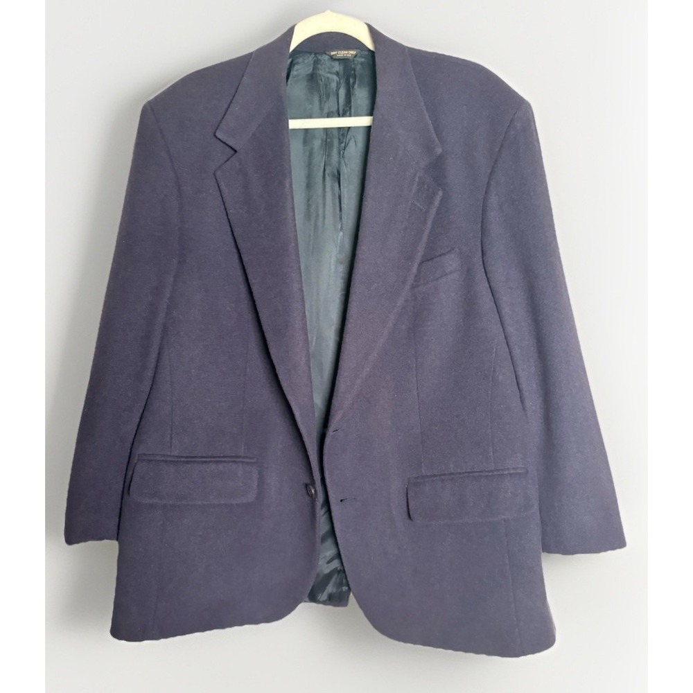 Bill Blass Men's 100% Camel Hair Sport Coat Navy‎ Blue Mens 46 Blazer